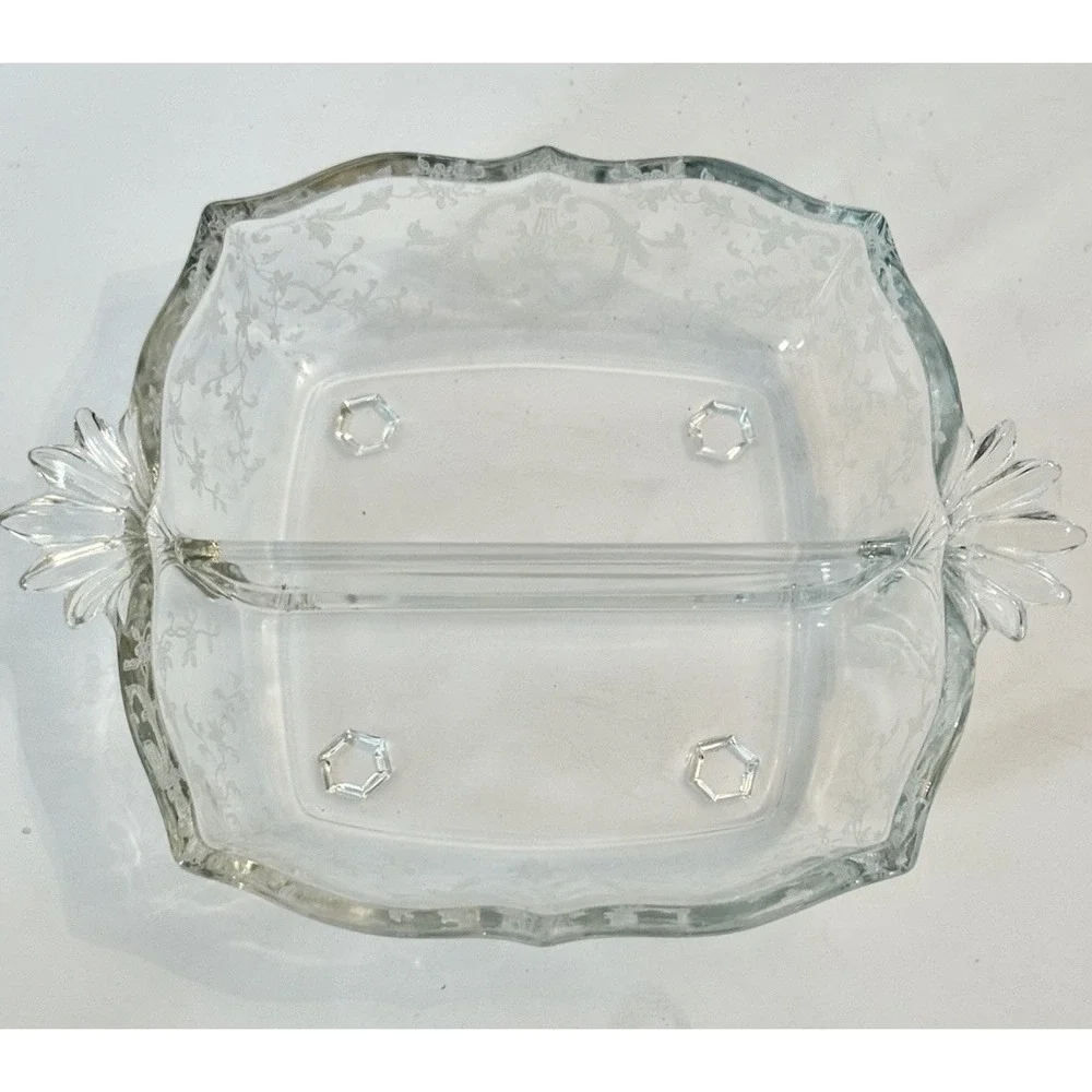 Fostoria Navarre Clear Baroque 2 Part Handled‎ Relish 7.75